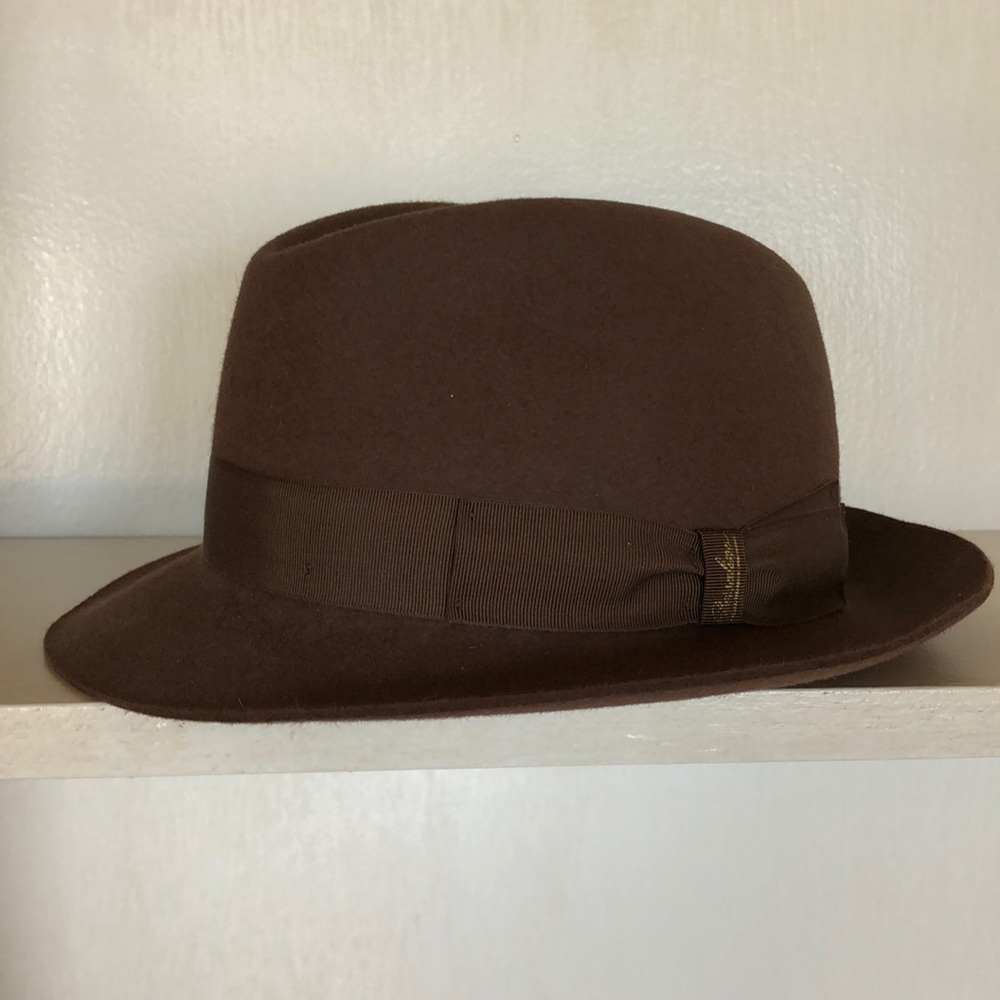 Borsalino Brown Felt Fedora Hat - Classic Style